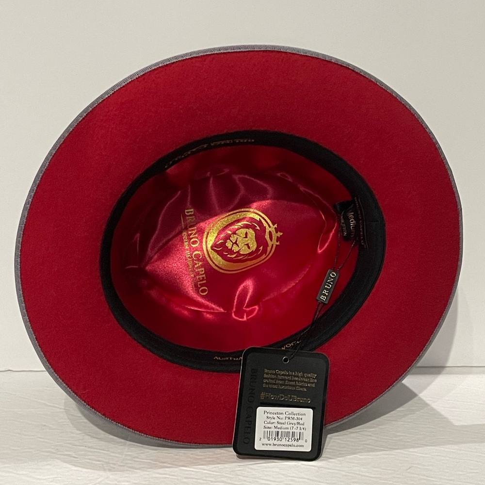 Bruno capelo hat brim gray/red wool godfather headwear - Picture 3 of 4